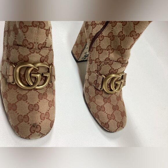 Gucci GG Monogram Victoire 95mm Ankle Boots Beige Ruggine Rust Size EU 39 - Picture 4 of 16